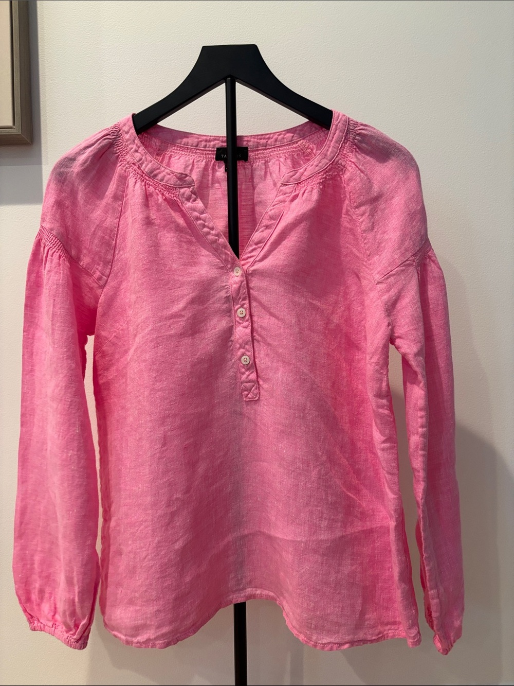Talbots Bright Pink Linen Henley Tunic